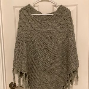 Grey Knit Poncho, One Size, NWT
